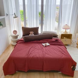 Cotton Đũi ( sẵn ôm) Set đũi chăn chần 5 món kèm ôm màu trơn Hàn Quốc basic dễ dùng 8