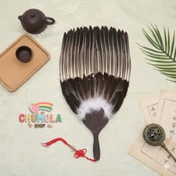 Quạt Khổng Minh Gia Cát Lượng Lông Vũ Đen Cổ Trang – Quân Sư Khổng Minh Phụ Kiện Hóa Trang Kiếm Hiệp Nam Nữ 2