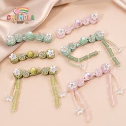 NÚT ÁO SƯỜN XÁM MAI KHÓA TRE SONG XOẮN - Cúc Cài Áo Cách Tân Phong Cách Trung Quốc Đính Hạt Ngọc Handmade 2