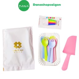 Bộ dao nĩa ăn bánh kem (dao nĩa + nến xoắn) 1