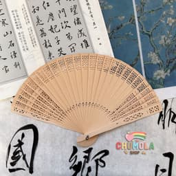 Quạt gỗ trơn cổ trang phụ kiện cầm tay chụp ảnh cho cô dâu 1