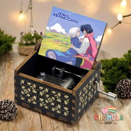 Hộp Nhạc Gỗ Mini in hình HOWL'S MOVING CASTLE TOTORO SPIRITED - Music Box Quà Tặng Decor Lưu Niệm 2