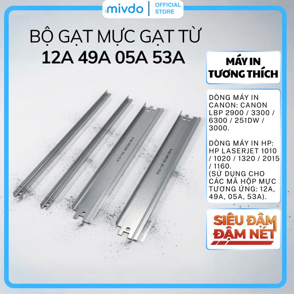 Bộ Gạt Mực Gạt Từ 12A 49A 05A 53A Dùng Cho Canon 2900 HP 1320 2015 Chống Sọc Đậm Nét Bền Đẹp