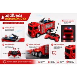 🚒 XE CỨU HỎA ĐIỀU KHIỂN TỪ XA CHO BÉ 🚒 👉 Chạy mượt – điều khiển dễ – bé mê ngay từ lần chơi đầu! 2