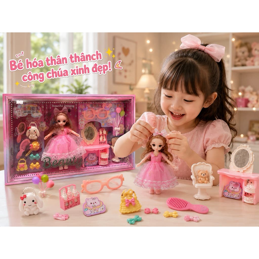 Bộ đồ chơi búp bê thời trang kèm phụ kiện cho bé gái
