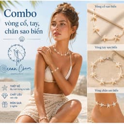 Bộ phụ kiện đi biển, Vòng Cổ, Vòng Tay,Vòng Chân Sao Biển Ocean Charm Phụ Kiện Trang Sức Biển Mùa Hè Handmade Vintage 1