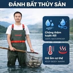 [GIÁ RẺ BẤT NGỜ] Bộ Yếm Lội Nước 2 Lớp Chống Thấm, Size 36-45, Quần Liền Ủng Quần Bảo Hộ Lao Động Đi Ruộng Bắt Cá 7