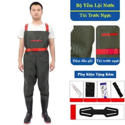 [GIÁ RẺ BẤT NGỜ] Bộ Yếm Lội Nước 2 Lớp Chống Thấm, Size 36-45, Quần Liền Ủng Quần Bảo Hộ Lao Động Đi Ruộng Bắt Cá 2