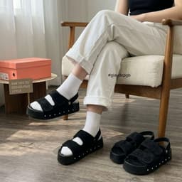 Dép Sandal Nữ Quai Dán Đế Cao 4cm Đinh Tán Cực Xinh - Đi Học Đi Chơi, Chất Liệu Da Nỉ Cao Cấp 6