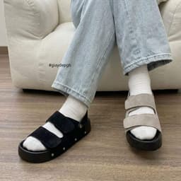 Dép Sandal Nữ Quai Dán Đế Cao 4cm Đinh Tán Cực Xinh - Đi Học Đi Chơi, Chất Liệu Da Nỉ Cao Cấp 8
