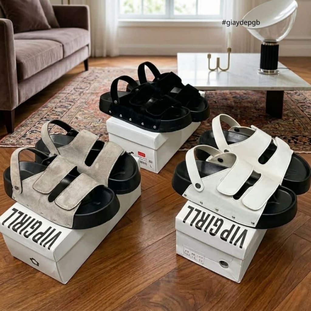Dép Sandal Nữ Quai Dán Đế Cao 4cm Đinh Tán Cực Xinh - Đi Học Đi Chơi, Chất Liệu Da Nỉ Cao Cấp