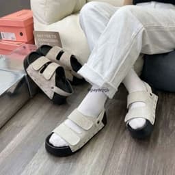 Dép Sandal Nữ Quai Dán Đế Cao 4cm Đinh Tán Cực Xinh - Đi Học Đi Chơi, Chất Liệu Da Nỉ Cao Cấp 4