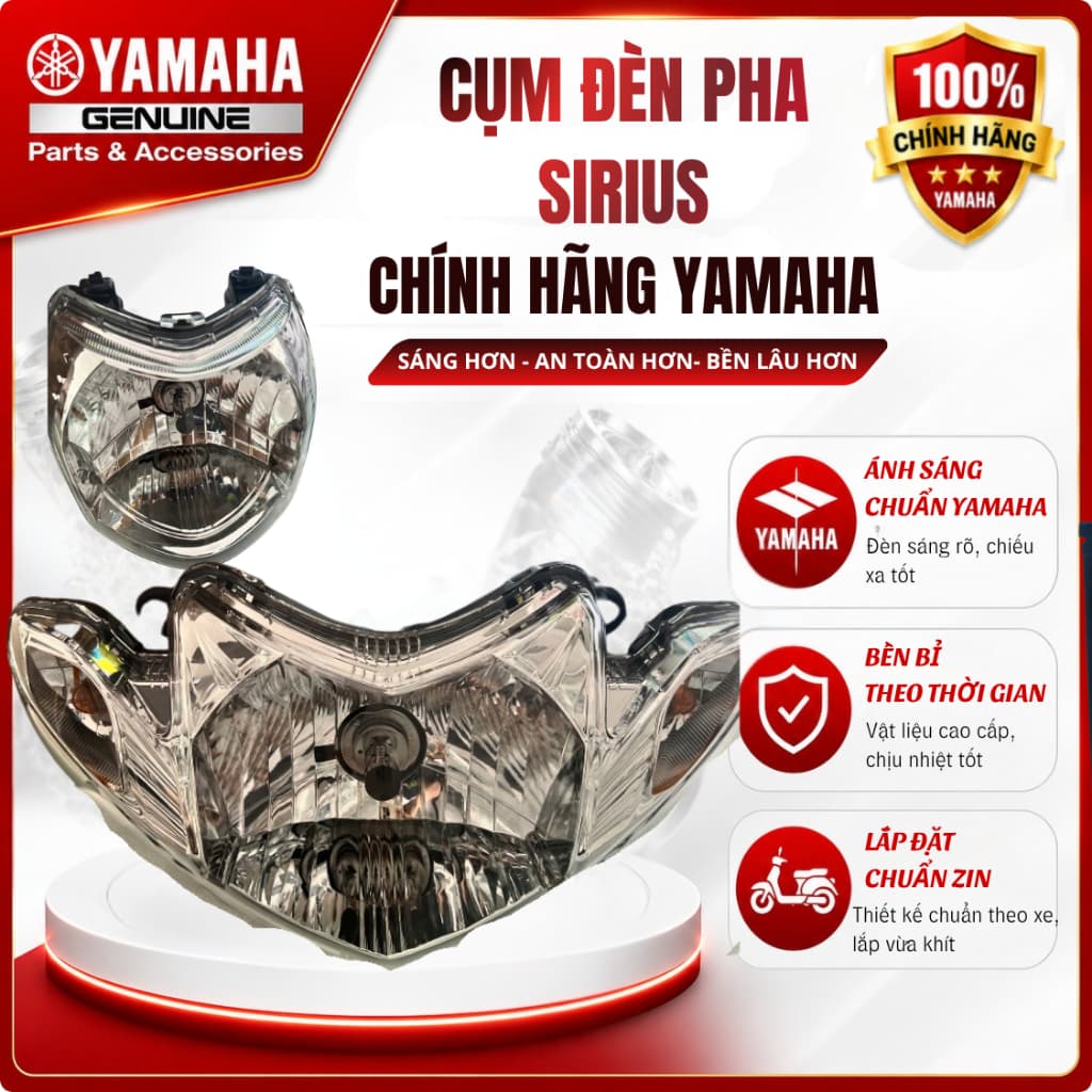 Cụm đèn pha Sirius chính hãng Yamaha xe sirius thường, sirisu Fi