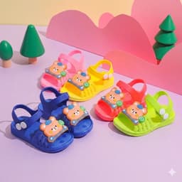 Dép tập đi bé gái bé trai, FORM BÉ TĂNG 2-3 SIZE, dép cao su mềm chống trượt hình gấu dễ thương đáng yêu [DNG] 1