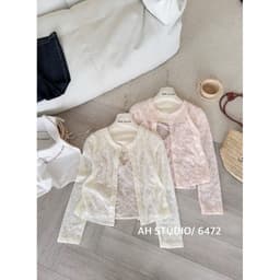 [Hàng L1 sẵn] Set ren hoa nổi 2 món: Áo hai dây ren ngực cổ V sexy kèm áo cardigan  LOVELY SET S3697 8