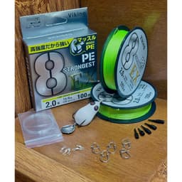 Dây PE ViKing X8 Bản 100m + Nhái Ngọc trinh 7g  Dây Chính Hãng ( Tặng kèm : Leader . chụp chì , khoá snap , khoá link ) 1