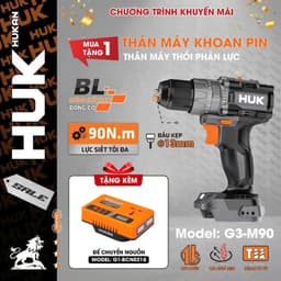 Máy khoan pin HUKAN Gen3 G3-M90, Có Tạo xung, Lực siết 90Nm, 3 chức năng 13 ly - Chân phổ thông 4