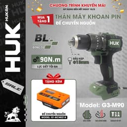 Máy khoan pin HUKAN Gen3 G3-M90, Có Tạo xung, Lực siết 90Nm, 3 chức năng 13 ly - Chân phổ thông 7
