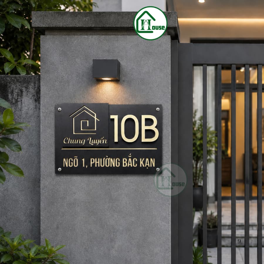 Biển Số Nhà 2 Lớp Đen Sần Vàng Nhám Cao Cấp số nổi 8mm – Bảng Địa Chỉ Nhà Hiện Đại – Biển Số Nhà Theo Yêu Cầu