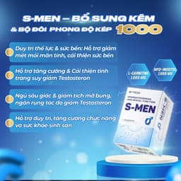 Bổ Nam S-MEN Duy Trì Thể Lực Sức Bền Cải Thiện Suy Giảm Testosterone Hỗ Trợ Sức Khỏe Sinh Sản Nam Hộp 30 Gói 2