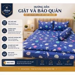 Bộ Chăn Ga Gối Cotton Thắng Lợi 5 Món 1m8x2m Aniva Home, Ga Chun Bọc Nệm, Cotton Cao Cấp Thoáng Mát 4