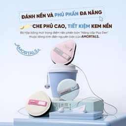Bộ Bông Mút Trang Điểm Plus Đen Amortals - Mút Rubycell Dày 20mm, Che Phủ Cao, Không Hút Kem, Kèm Mút Phấn Phủ Đa Năng 2