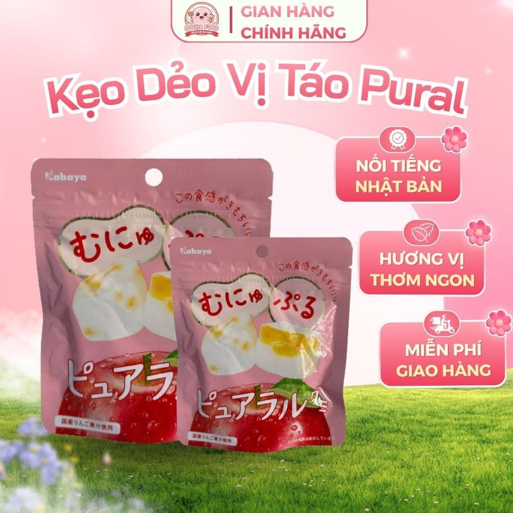 🌸 [Date Mới] Kẹo Dẻo Vị Táo Pural Kabaya – Thương Hiệu Kẹo Nổi Tiếng Từ Nhật Bản