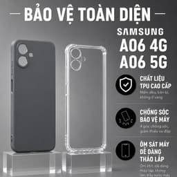 Ốp lưng Samsung A06 4G,5G ốp dẻo trong chống sốc  trơn màu đen | Ốp điện thoại SS galaxy dẻo bảo vệ camera đt 1