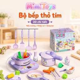 Bếp Đồ Chơi MimiToys Có Đèn Nhạc - Mẫu Khủng Long Thỏ Tím Cho Bé Chơi Nấu Ăn 1