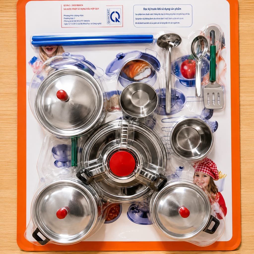 ĐỒ CHƠI NẤU ĂN BẰNG INOX MINI CHO BÉ 🫕🍱