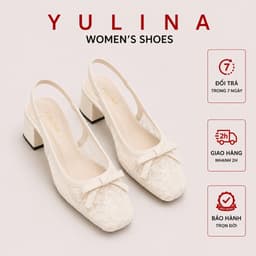 Giày cao gót 𝙔𝙐𝙇𝙄𝙉𝘼 6p và bệt đế vuông búp bê khoá nơ cd46 Chuẩn size 1