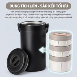 Hộp Cơm Giữ Nhiệt Lebenlang Đức LBL2019 Inox 304 3 Tầng 2400ml Giữ Nóng 6-8H Chống Tràn An Toàn 7