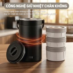 Hộp Cơm Giữ Nhiệt Lebenlang Đức LBL2019 Inox 304 3 Tầng 2400ml Giữ Nóng 6-8H Chống Tràn An Toàn 6