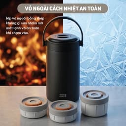 Hộp Cơm Giữ Nhiệt Lebenlang Đức LBL2019 Inox 304 3 Tầng 2400ml Giữ Nóng 6-8H Chống Tràn An Toàn 3