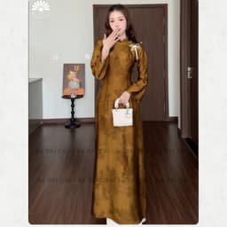 Áo dài TƯỜNG VY , áo dài truyền thống cách điệu đính nơ nhẹ nhàng, phù hợp đi dạy, đi chơi, chất liệu mềm mướt - Áo Dài 9