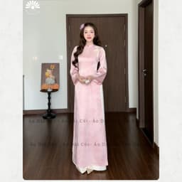 Áo dài TƯỜNG VY , áo dài truyền thống cách điệu đính nơ nhẹ nhàng, phù hợp đi dạy, đi chơi, chất liệu mềm mướt - Áo Dài 5