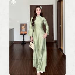 Áo dài TƯỜNG VY , áo dài truyền thống cách điệu đính nơ nhẹ nhàng, phù hợp đi dạy, đi chơi, chất liệu mềm mướt - Áo Dài 2
