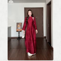 Áo dài TƯỜNG VY , áo dài truyền thống cách điệu đính nơ nhẹ nhàng, phù hợp đi dạy, đi chơi, chất liệu mềm mướt - Áo Dài 8