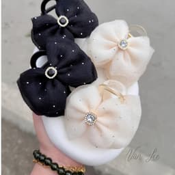 Kẹp tóc càng cua nơ voan đính đá kim tuyến sang trọng Đồ xinh Vân Lee - MS062 5
