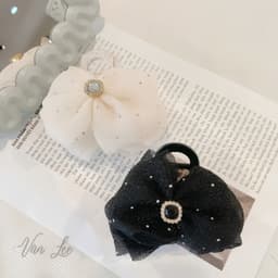 Kẹp tóc càng cua nơ voan đính đá kim tuyến sang trọng Đồ xinh Vân Lee - MS062 4