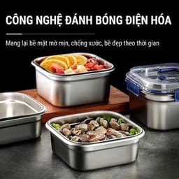 COMBO 3/5  Hộp Đựng Thực Phẩm Inox  Có Quai, Khay Đựng Đồ Tủ Lạnh Ngăn Mùi Có Nắp 1800ml 4