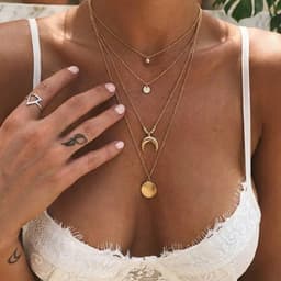 Set 4 Vòng Cổ Dây Chuyền Phong Cách Vintage Retro - Quà Tặng Vibe Ocean Charm, Thời Trang, Phong Cách Hàn Quốc 1