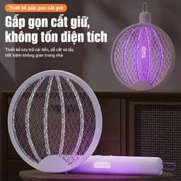Vợt Muỗi Điện Gấp Gọn 3in1: Nhẹ, Đèn UV, Sạc USB, Diệt Muỗi An Toàn Không Dây Dành Cho Gia Đình. 5
