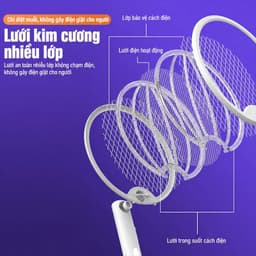 Vợt Muỗi Điện Gấp Gọn 3in1: Nhẹ, Đèn UV, Sạc USB, Diệt Muỗi An Toàn Không Dây Dành Cho Gia Đình. 6