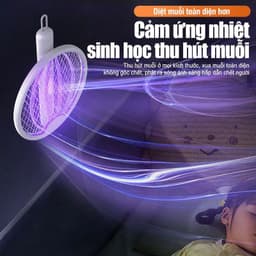 Vợt Muỗi Điện Gấp Gọn 3in1: Nhẹ, Đèn UV, Sạc USB, Diệt Muỗi An Toàn Không Dây Dành Cho Gia Đình. 2