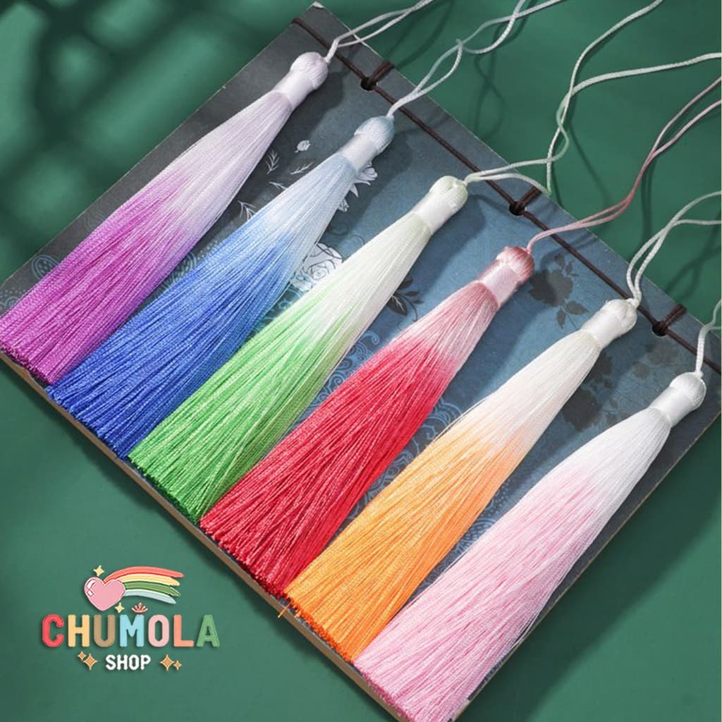 Tua rua ombre 13cm phụ kiện treo quạt gắn áo trang trí xinh xắn