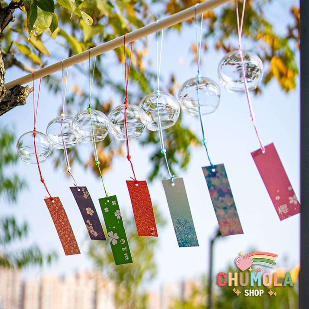 CHUÔNG GIÓ PHA LÊ NHẬT BẢN FURIN - Chuông gió Thủy Tinh (Hộp Trắng Nhỏ) Trang Trí Sân Vườn Decor Quán Cafe Bàn Học