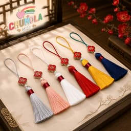 (Combo 5/10) TUA RUA CHỮ PHƯỚC CHỈ ĐỎ MINI - Dây Treo Đồng Tâm May Mắn Trang Trí Tết Cổ Trang Nhiều Màu Sắc 2