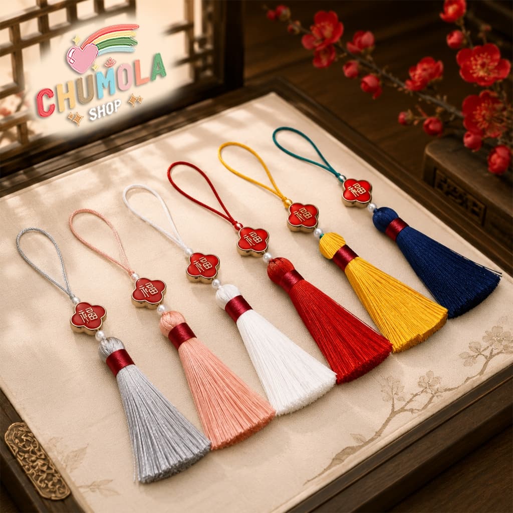 TUA RUA CHỮ PHƯỚC CHỈ ĐỎ MINI - Dây Treo Đồng Tâm May Mắn Trang Trí Tết Cổ Trang Nhiều Màu Sắc