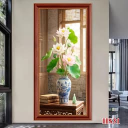 Tranh Hoa Sen Dán Tường 3D, Decal Dán Kính 3D kích thước 60x120cm, có sẵn keo bóc dán, PosterDecor 2